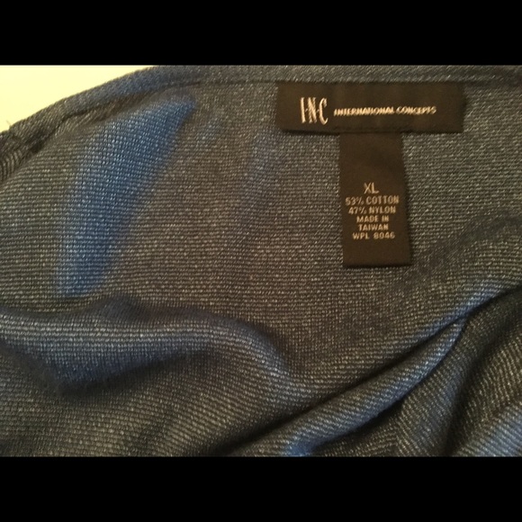 INC Blue Shimmering Blouse - Picture 3 of 3